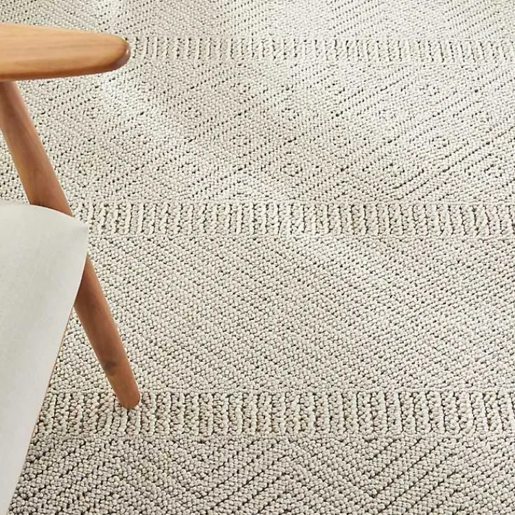 Area Rugs-Kirklands Home Chevron Diamond Tasseled Area Rug, 5x7 Ivory