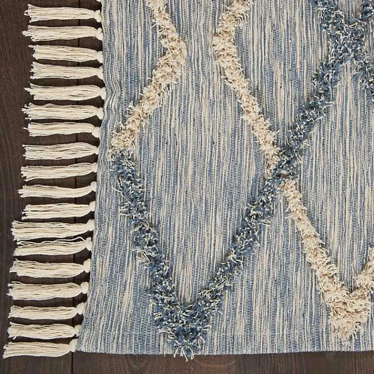 Area Rugs-Kirklands Home Steel Blue Raised Texture Chevron Runner, 2x6