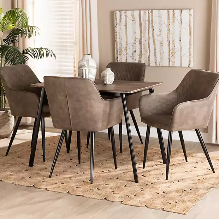 Dining Tables-Kirklands Home Table and Leather Bucket Chairs 5-pc. Dining Set