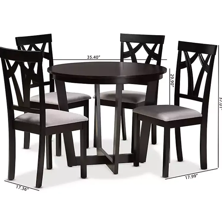 Dining Tables-Kirklands Home Dark Wooden Interlocked Base 5-pc. Dining Set