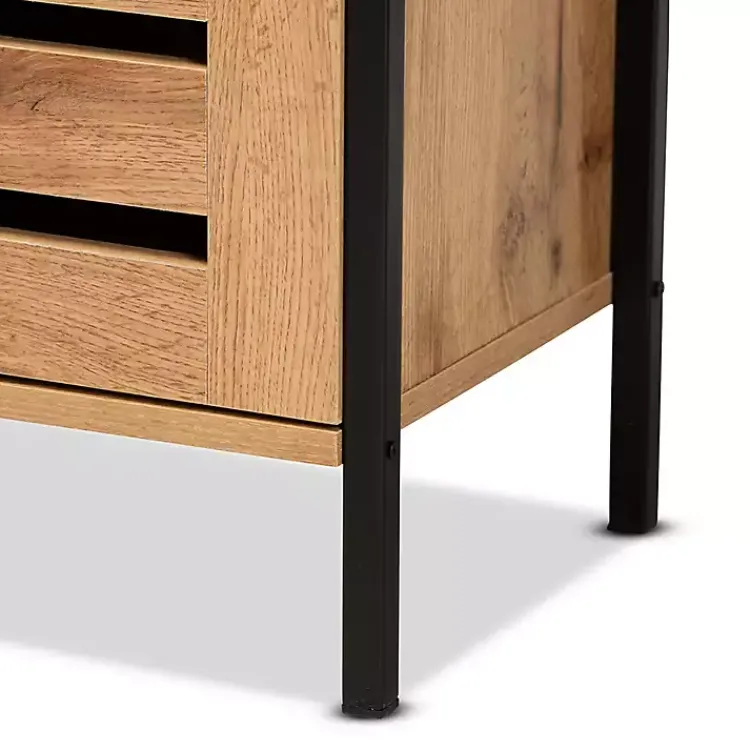Entryway Furniture-Kirklands Home Slatted Oak Wood Cabinet