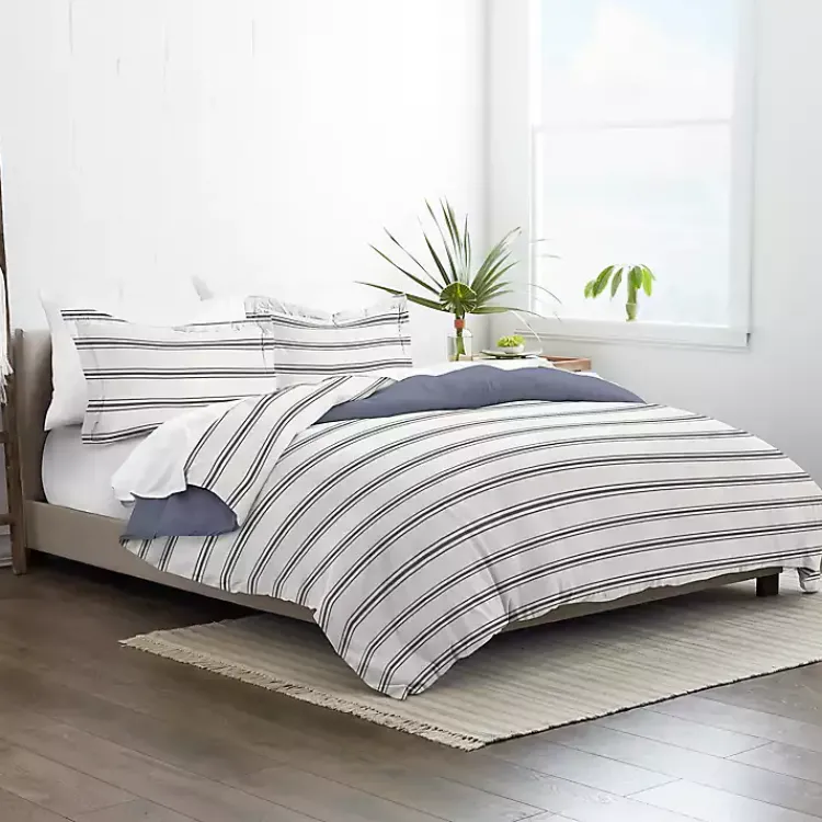 Duvets-Kirklands Home Navy Blue Echo Stripe 2-pc. Twin Duvet Cover Set