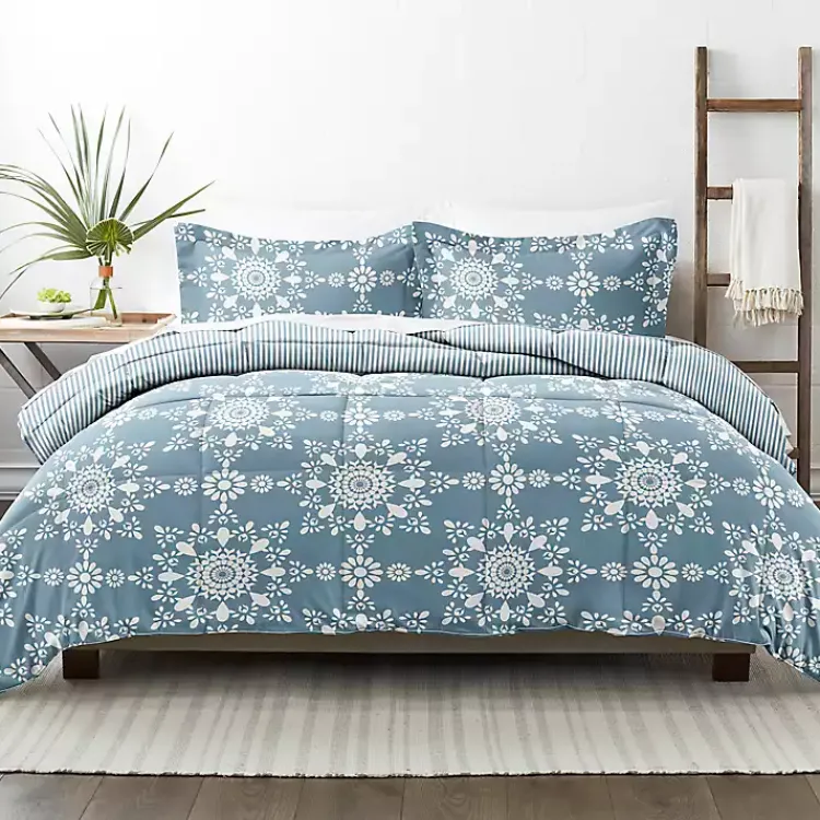 Comforters-Kirklands Home Daisy Medallion Queen 3-pc. Comforter Set Blue