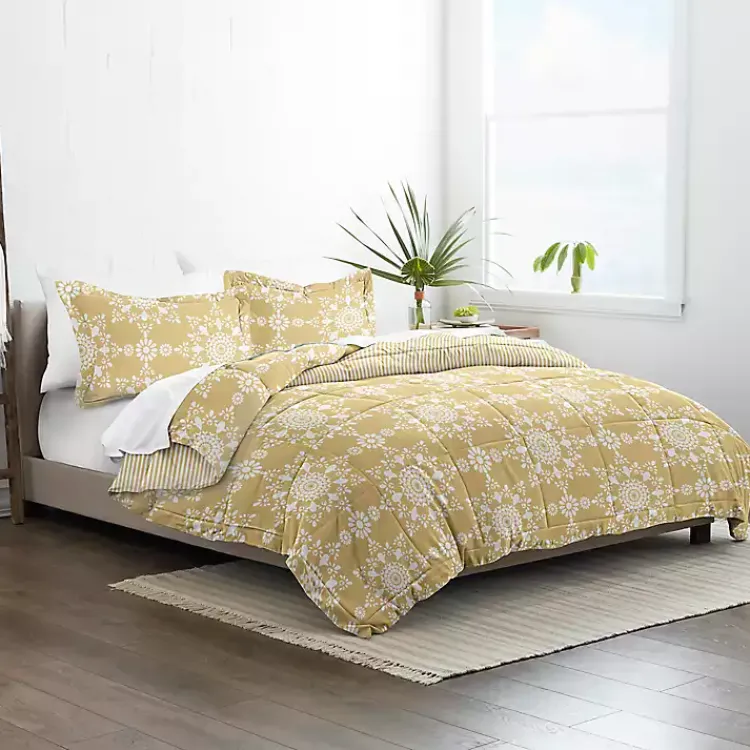 Comforters-Kirklands Home Daisy Medallion Queen 3-pc. Comforter Set Yellow