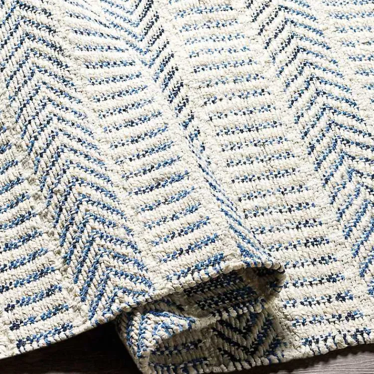 Area Rugs-Kirklands Home Blue and White Chevron Jute Area Rug, 8x10
