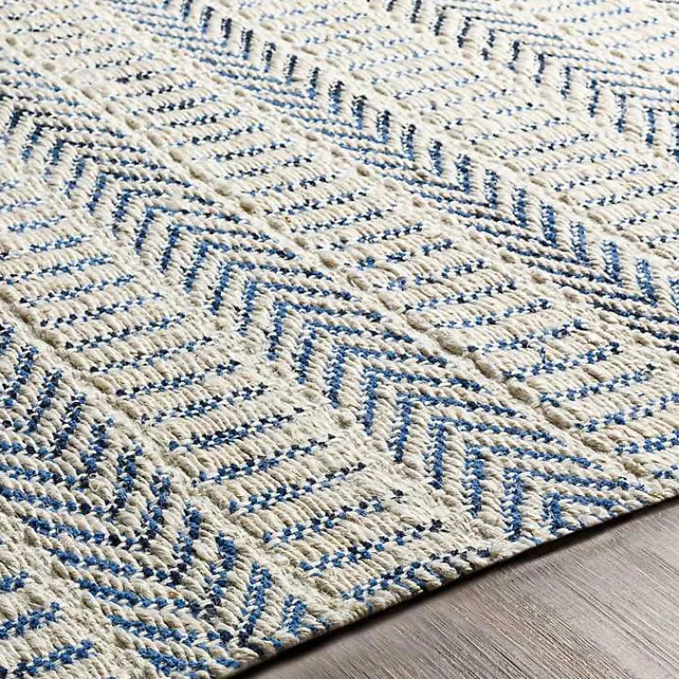 Area Rugs-Kirklands Home Blue and White Chevron Jute Area Rug, 8x10
