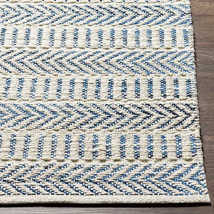 Area Rugs-Kirklands Home Blue and White Chevron Jute Area Rug, 8x10