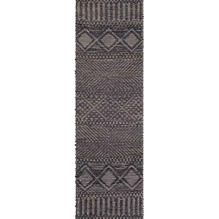 Area Rugs-Kirklands Home Diamond Jute Runner, 2x8 Black