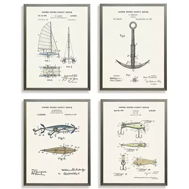 Framed Art-Kirklands Home Nautical Patents Framed Art Prints, Set of 4