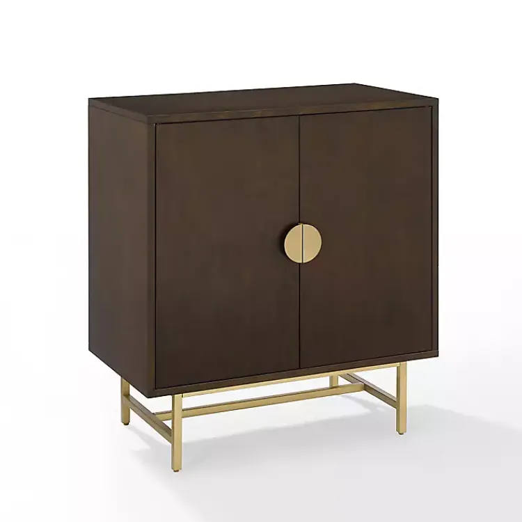 Cabinets & Sideboards-Kirklands Home Brielle Golden Circle Wine Cabinet Brown