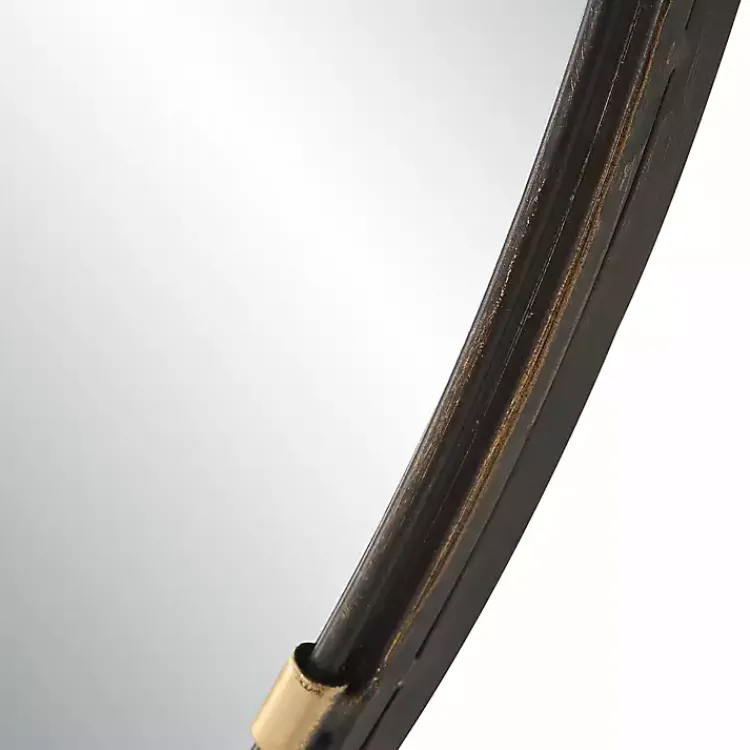 Decorative Mirrors-Kirklands Home Round Dark Bronze and Gold Wall Mirror