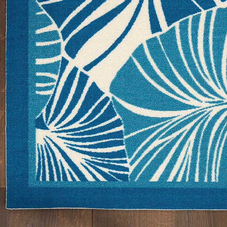 Outdoor Rugs-Kirklands Home Cerulean Botanical Shells Outdoor Area Rug, 5x7