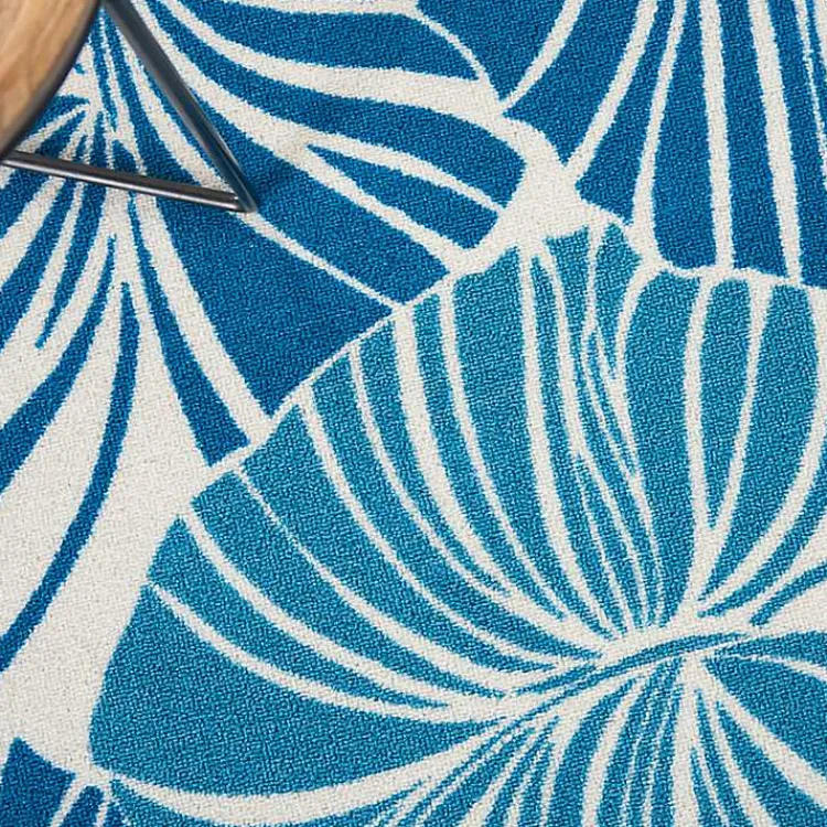 Outdoor Rugs-Kirklands Home Cerulean Botanical Shells Outdoor Area Rug, 5x7