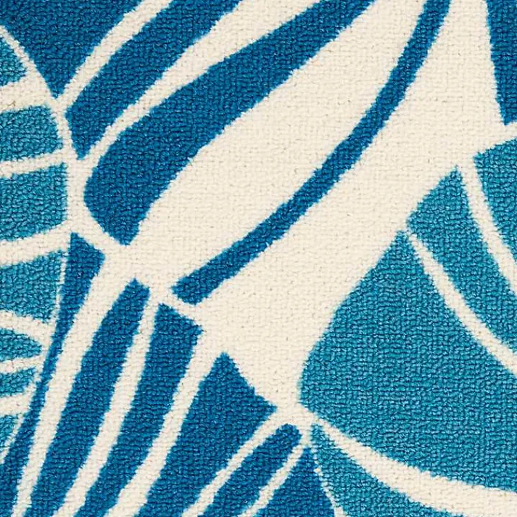 Outdoor Rugs-Kirklands Home Cerulean Botanical Shells Outdoor Area Rug, 5x7