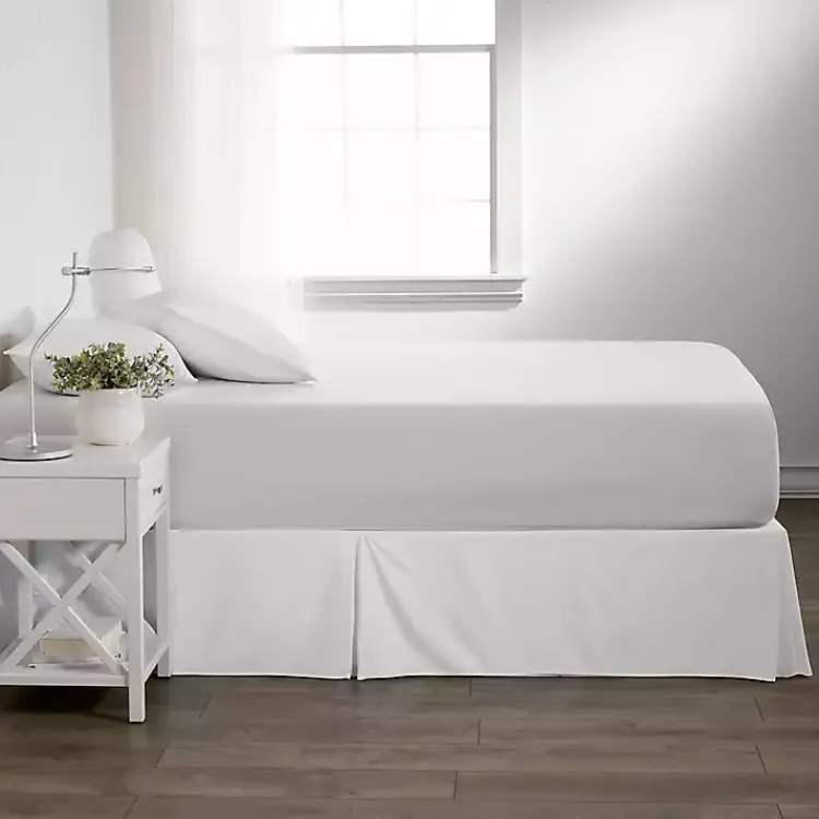 Bedding Essentials-Kirklands Home Pleated Microfiber King Bed Skirt White