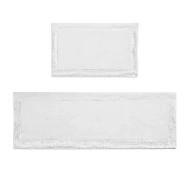 Bathroom Rugs-Kirklands Home Tufted Reversible Bath Runner White