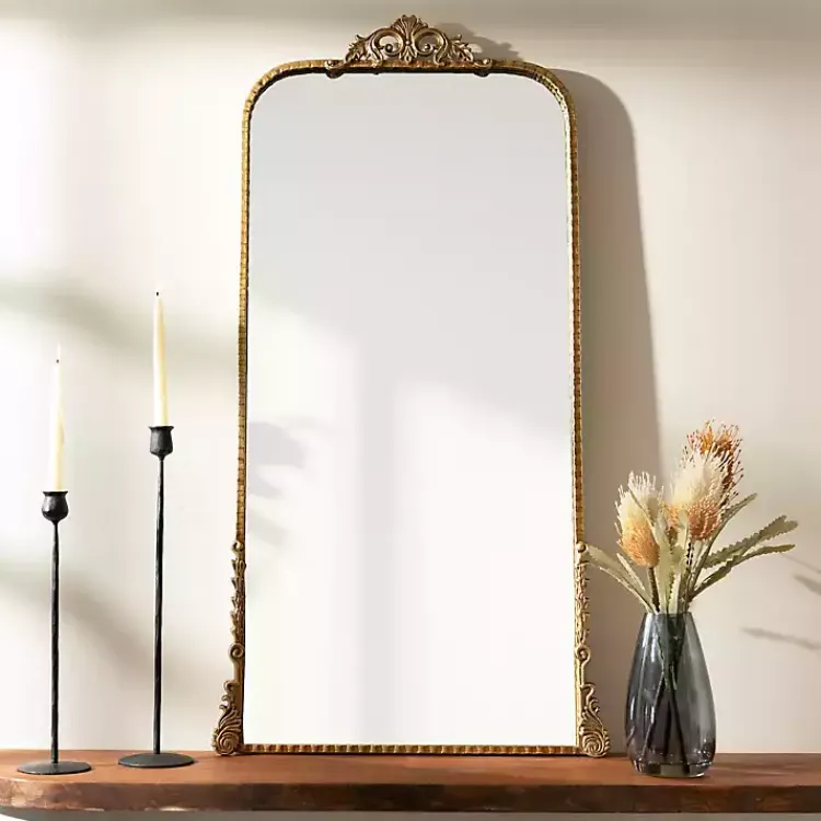 Decorative Mirrors-Kirklands Home Gold Ornate Carved Large Wall Mirror