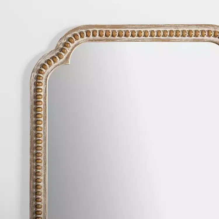 Decorative Mirrors-Kirklands Home Natural Wood Beaded Scalloped Rectangular Mirror