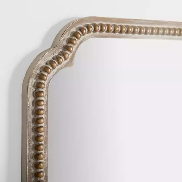Decorative Mirrors-Kirklands Home Natural Wood Beaded Scalloped Rectangular Mirror