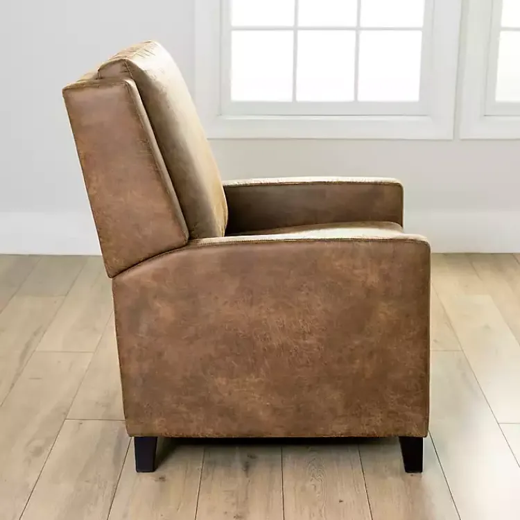 Accent Chairs-Kirklands Home Wyatt Faux Leather Recliner Brown