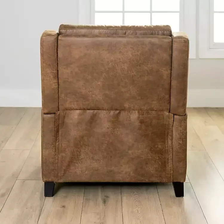 Accent Chairs-Kirklands Home Wyatt Faux Leather Recliner Brown