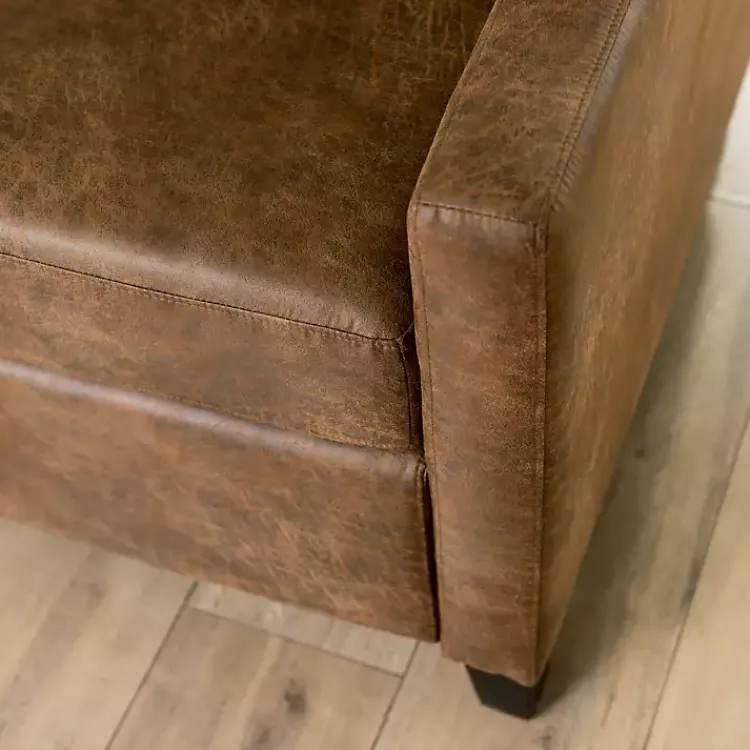 Accent Chairs-Kirklands Home Wyatt Faux Leather Recliner Brown