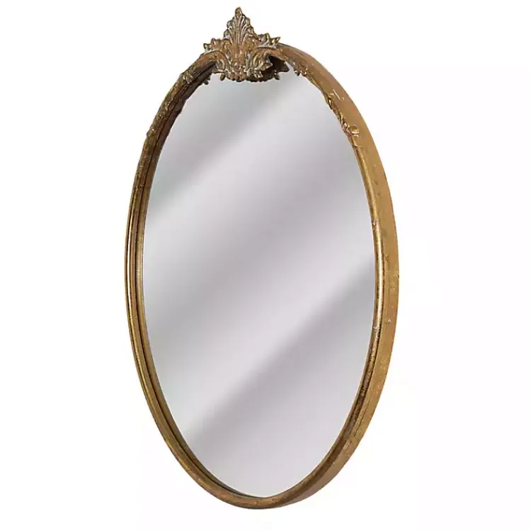 Decorative Mirrors-Kirklands Home Antique Brass Metal Ornate Round Mirror
