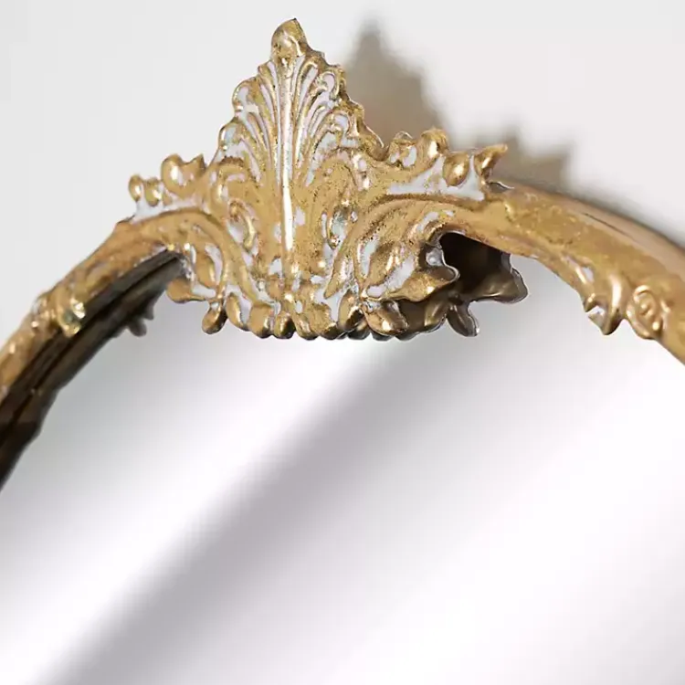 Decorative Mirrors-Kirklands Home Antique Brass Metal Ornate Round Mirror