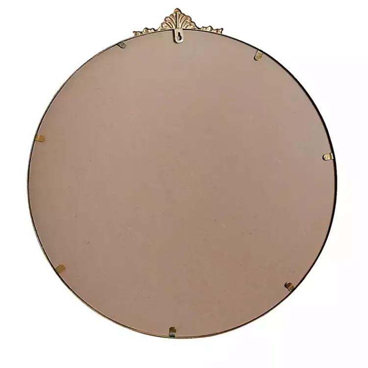 Decorative Mirrors-Kirklands Home Antique Brass Metal Ornate Round Mirror