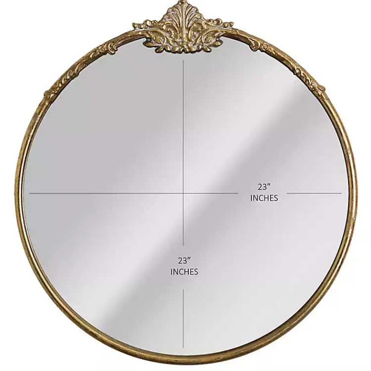 Decorative Mirrors-Kirklands Home Antique Brass Metal Ornate Round Mirror