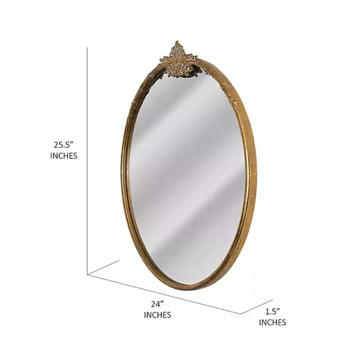 Decorative Mirrors-Kirklands Home Antique Brass Metal Ornate Round Mirror