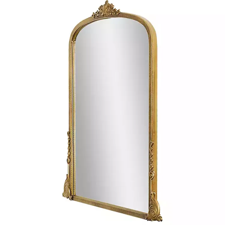 Decorative Mirrors-Kirklands Home Antique Gold Metal Baroque Arch Wall Mirror