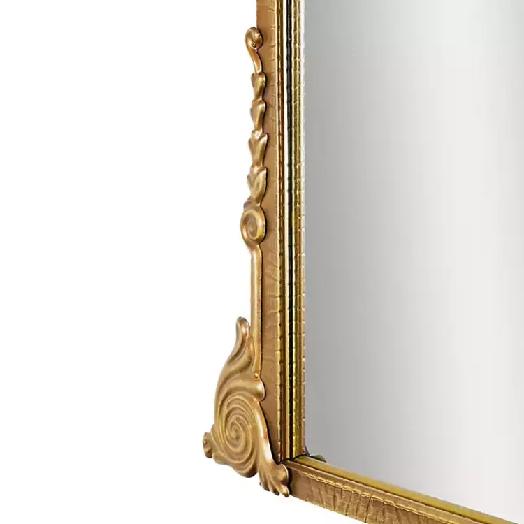 Decorative Mirrors-Kirklands Home Antique Gold Metal Baroque Arch Wall Mirror