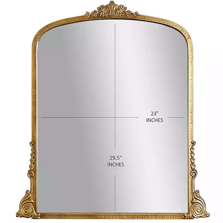 Decorative Mirrors-Kirklands Home Antique Gold Metal Baroque Arch Wall Mirror