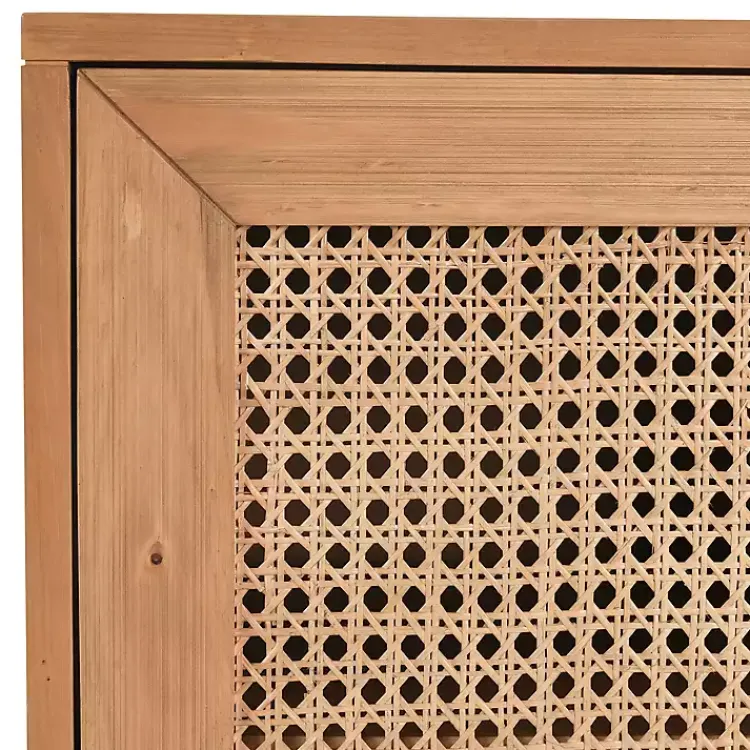 Cabinets & Sideboards-Kirklands Home Reclaimed Pine and Woven Cane Cabinet