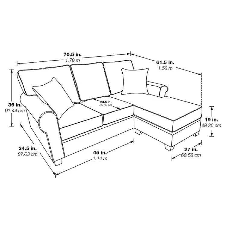 Sofas & Loveseats-Kirklands Home Faux Leather Rolled Arm Sectional Gray