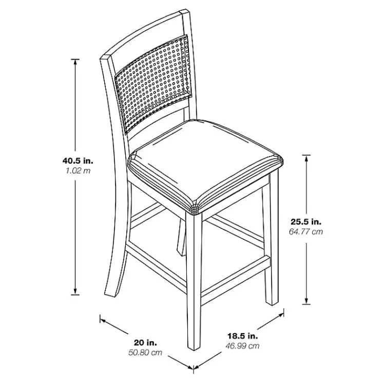 Bar Stools & Counter Height Stools-Kirklands Home Gray Wilbur Cane Back Counter Stools, Set of 2