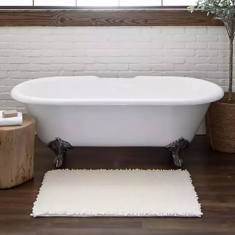 Bathroom Rugs-Kirklands Home Arctic Lofty Pile Chenille Bath Mat, 60 in. White