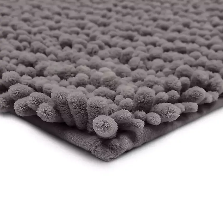 Bathroom Rugs-Kirklands Home Stone Lofty Pile Chenille Bath Mat, 34 in. Gray