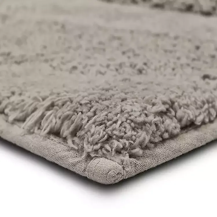 Bathroom Rugs-Kirklands Home Asymmetrical Cotton Bath Mat, 45 in. Gray