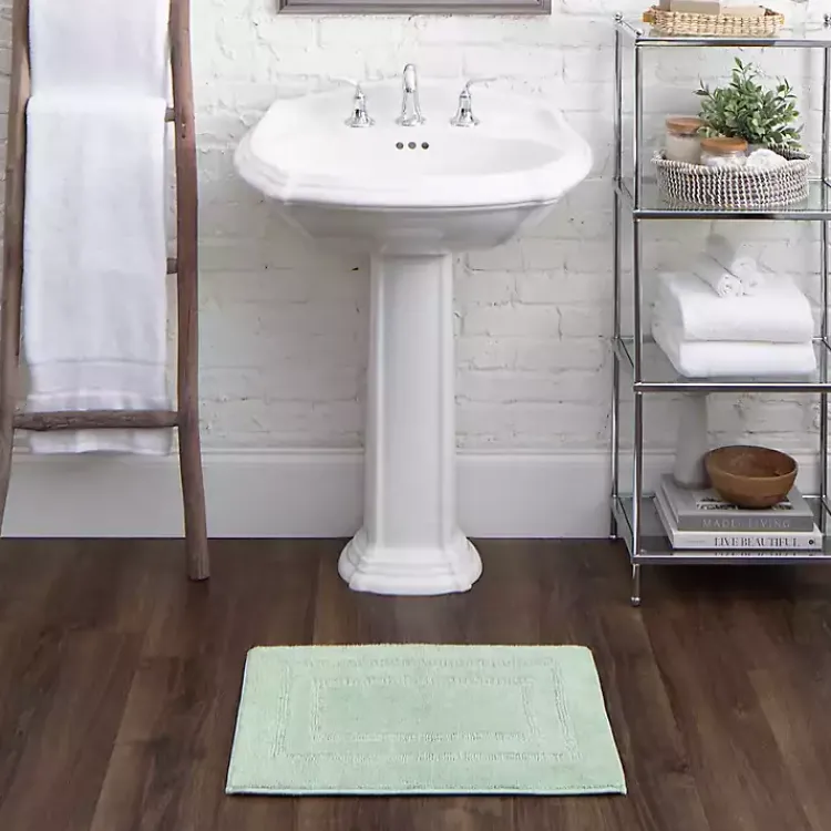 Bathroom Rugs-Kirklands Home Seaglass Reversible Cotton Bath Mat, 45 in. Green