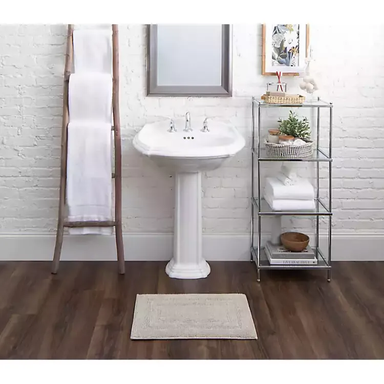 Bathroom Rugs-Kirklands Home Silver Reversible Cotton Bath Mat, 45 in. Gray