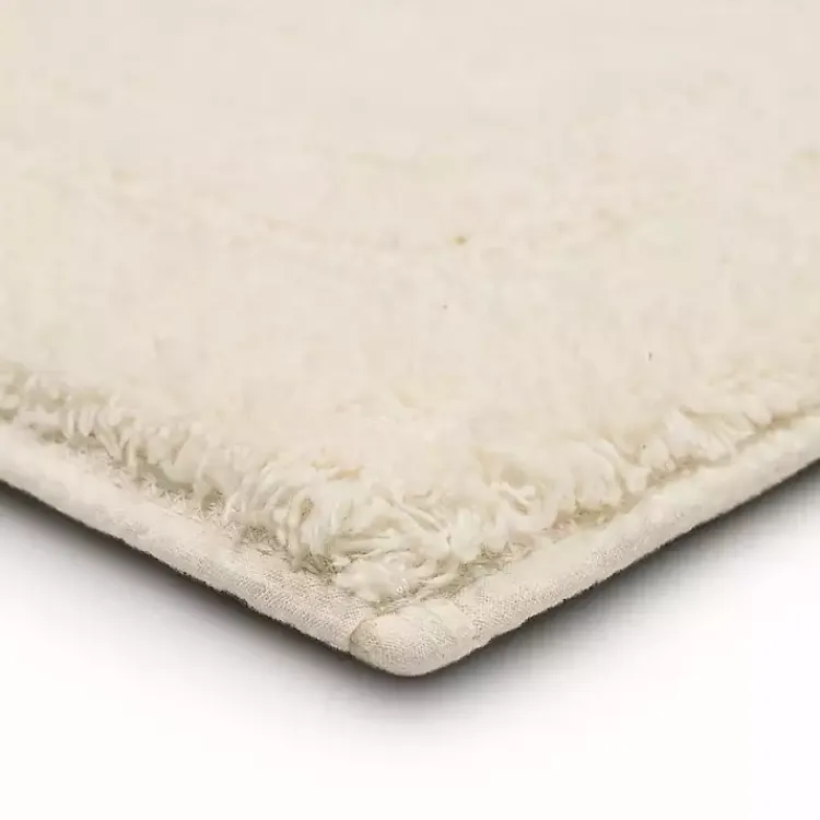 Bathroom Rugs-Kirklands Home Creme Plush Reversible Cotton Bath Mat, 45 in. Ivory