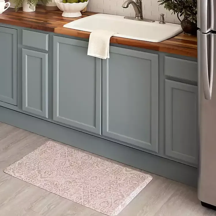 Kitchen & Floor Mats-Kirklands Home Sandy Beige Damask Nouveau Kitchen Mat