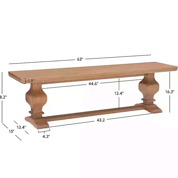 Benches & Ottomans-Kirklands Home Natural Pine Wood Knotted Column Bench Tan