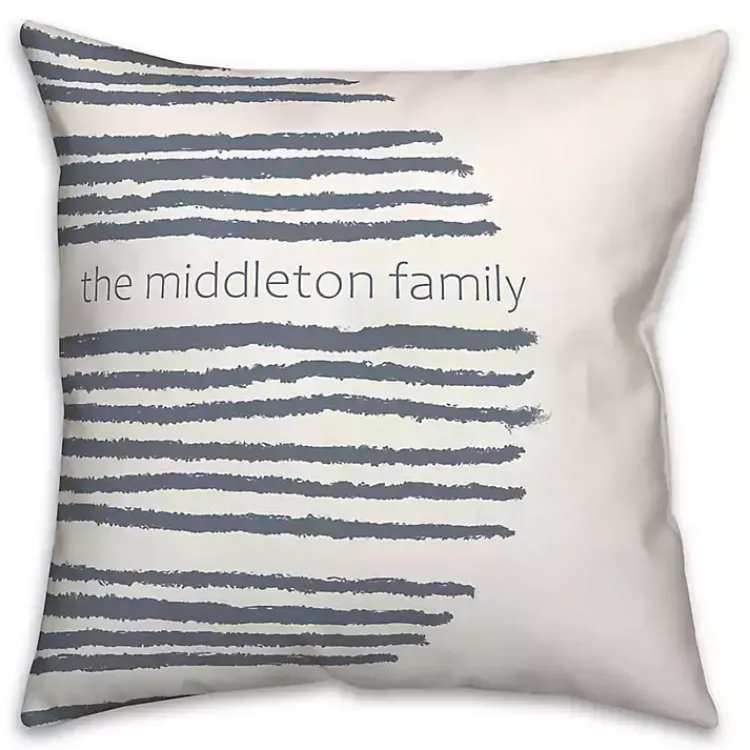 Outdoor Cushions & Pillows-Kirklands Home Personalized Navy Stripes Outdoor Pillow
