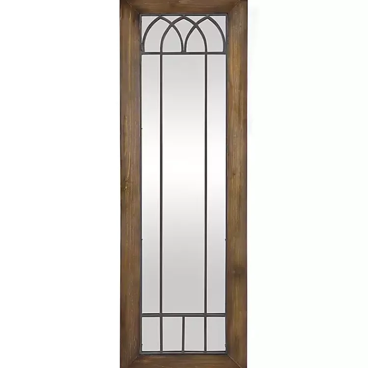 Decorative Mirrors-Kirklands Home Brown Larissa Arched Window Leaning Mirror