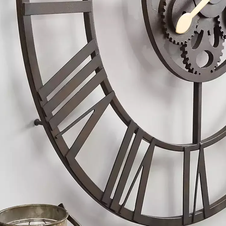 Clocks-Kirklands Home Dark Brown Rutherford Gears Wall Clock