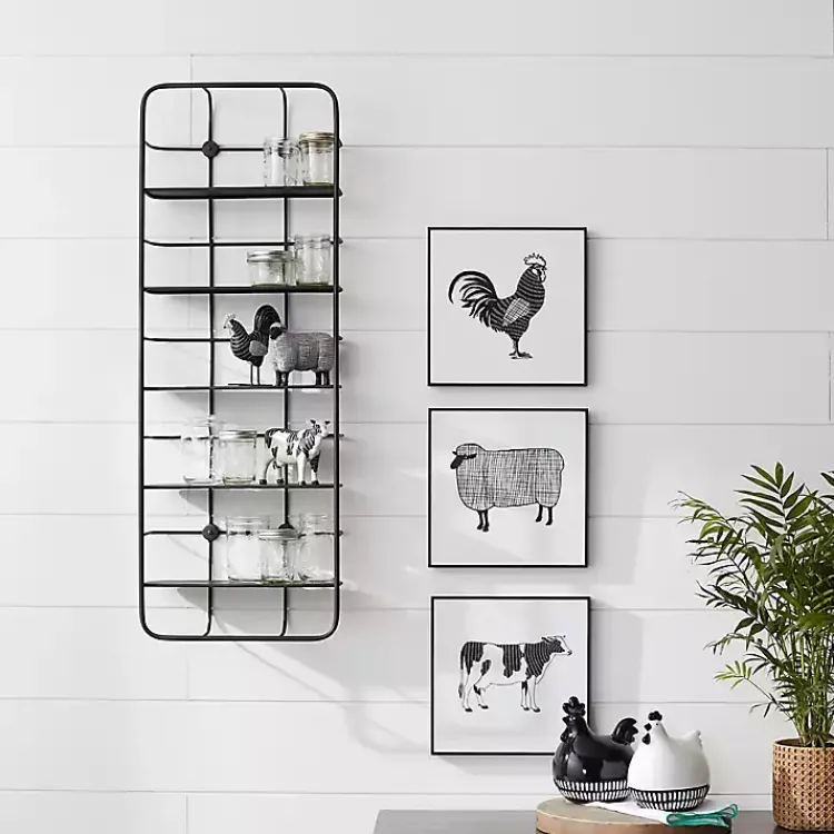 Shelves-Kirklands Home Onyx Squared Iron Grid Wall Shelves