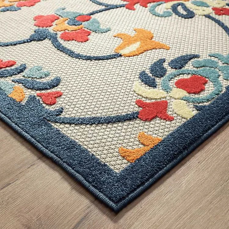 Outdoor Rugs-Kirklands Home Lyla Multi Floral Damask Indoor/Outdoor Rug, 5x8